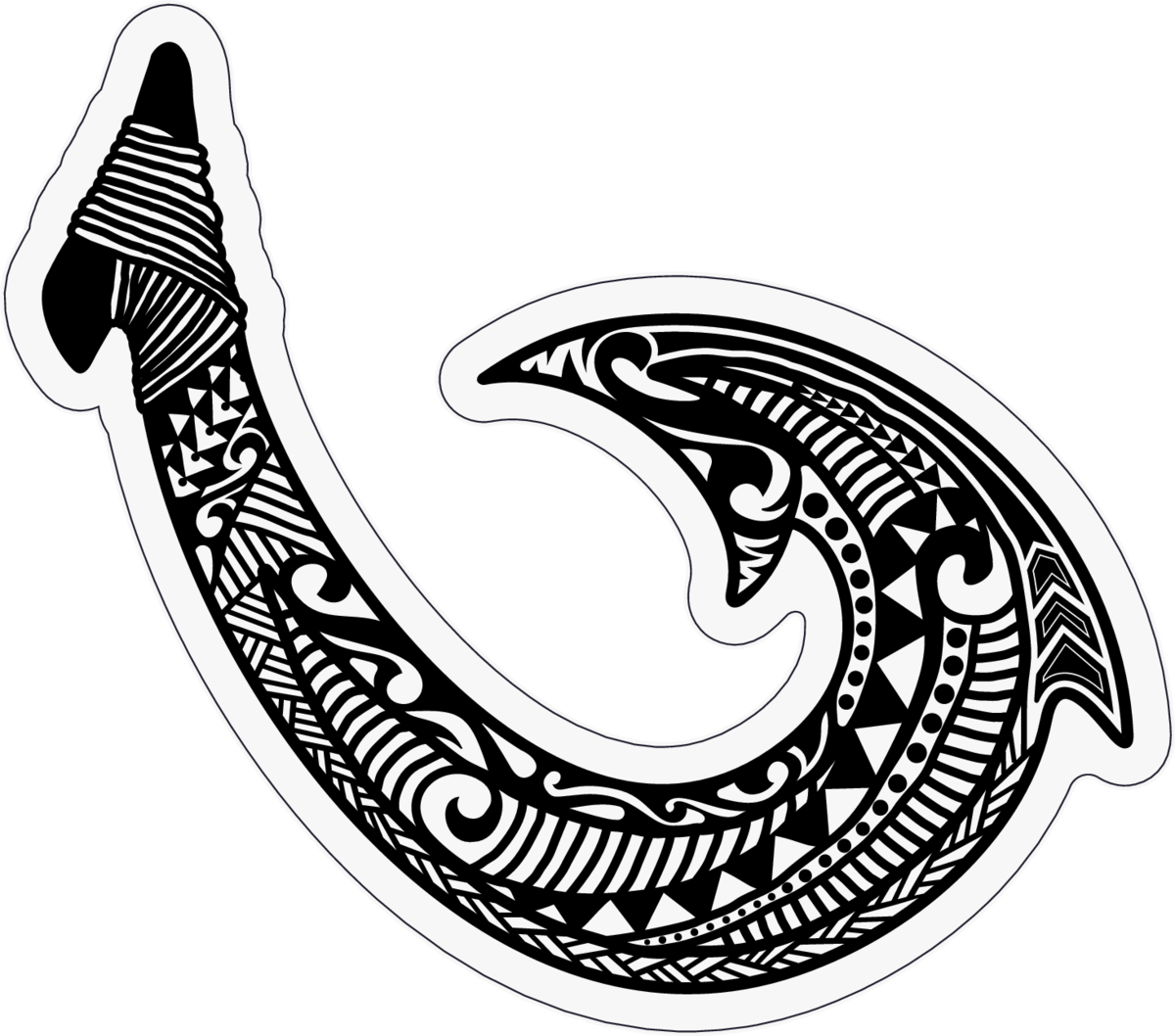 Sticker Hawaiian Fish Hook Clipart Png Sticker Hawaiian - Hawaiian Tribal Hook (1200x1058)