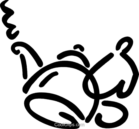 Teapot With Oven Mitt Royalty Free Vector Clip Art - Line Art (480x447)