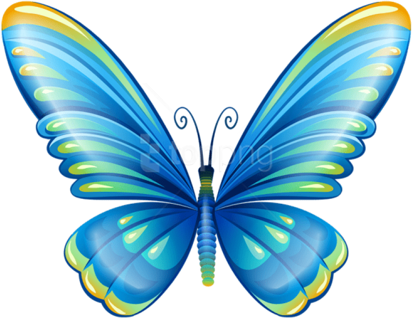 Free Png Download Large Art Blue Butterfly Clipart - Blue Butterfly Clipart Png (850x656)