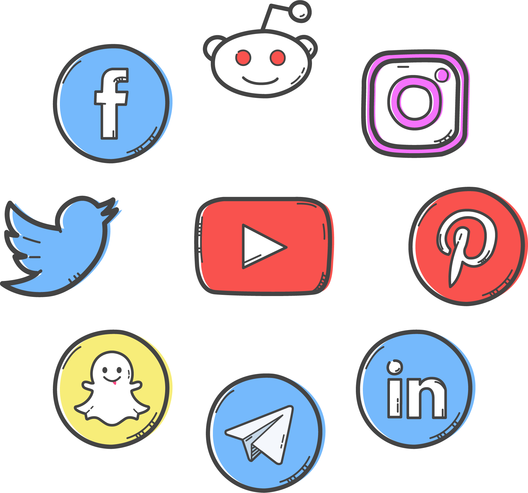 Social Media Events Clip Art - Social Media Logos Clipart (1816x1697)
