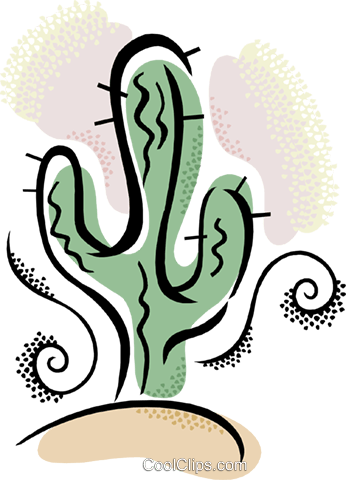 Cactus In The Desert Royalty Free Vector Clip Art Illustration - Cactus In The Desert Royalty Free Vector Clip Art Illustration (346x480)