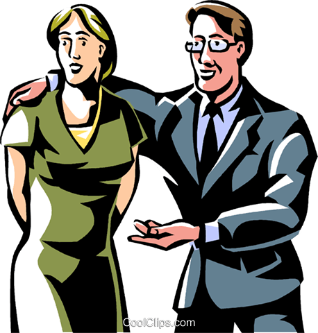 Businessman With His Arm Around A Woman Royalty Free - Introducing A Man (458x480)