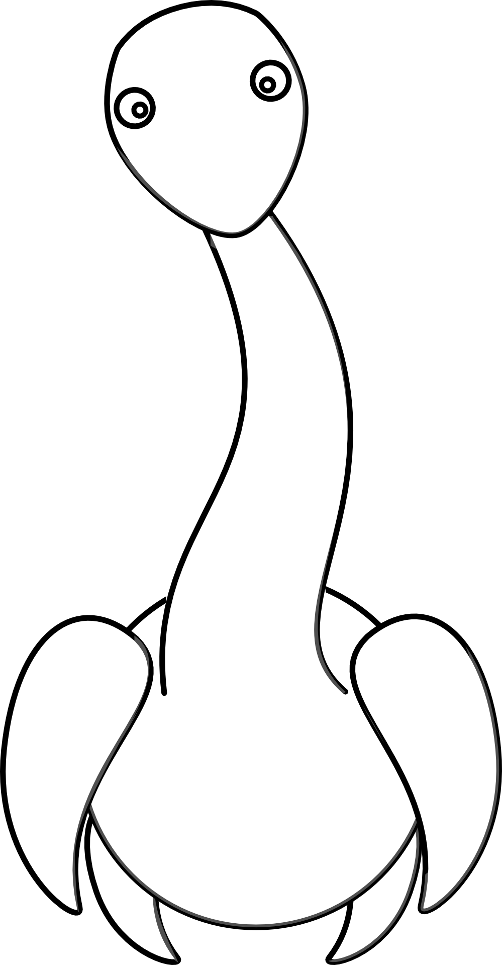 Studiofibonacci Plesiosaur Black White Clipartist - Clip Art (999x1918)