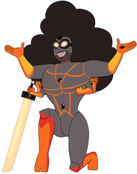 Steven Pearl Amethyst Ruby = Lava Stone - Cartoon (540x624)