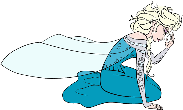 Elsa On Her Knees, - Elsa Sentada Frozen Png (631x381)