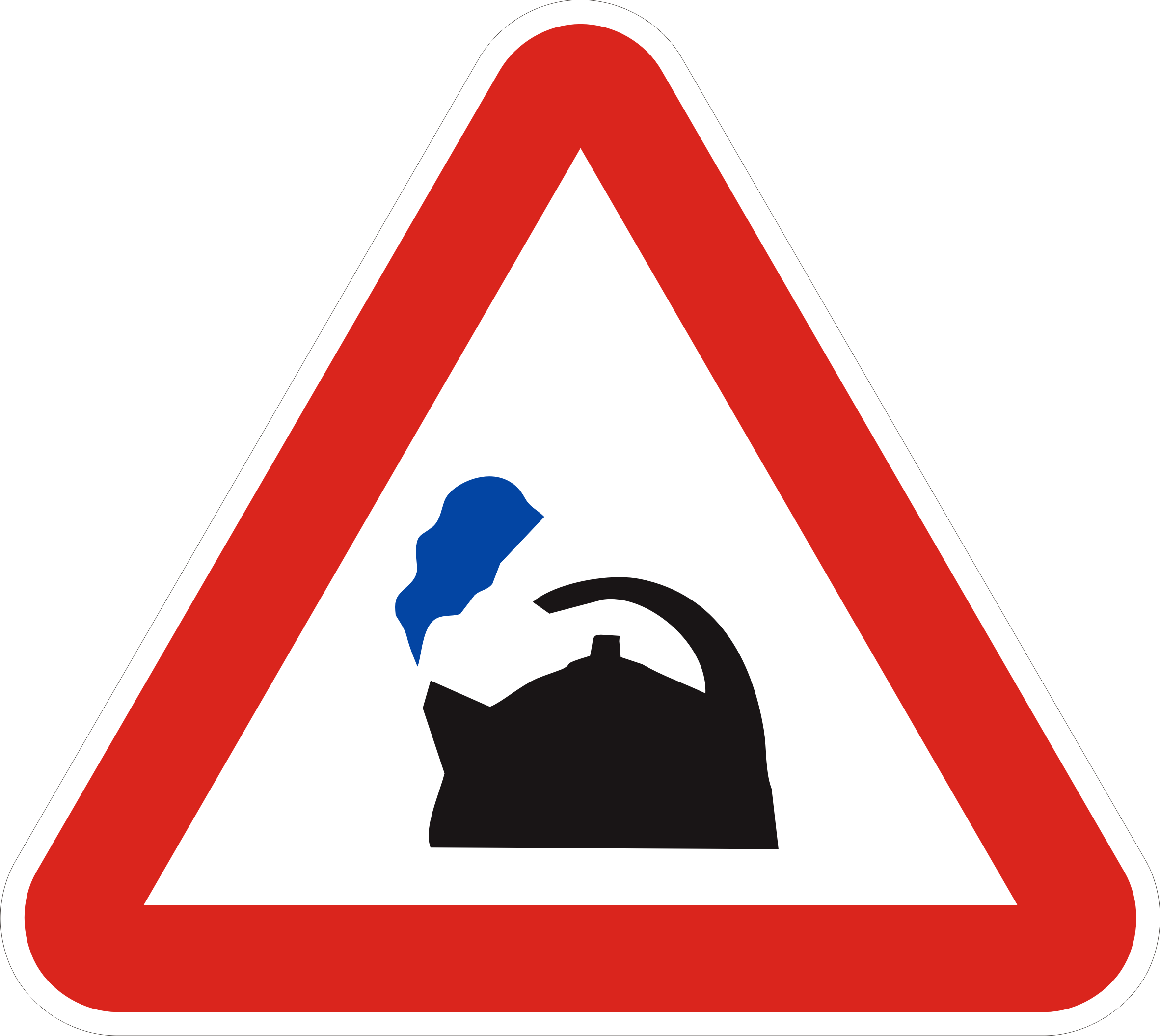 Знак "чайник" - Loose Gravel Road Sign (2363x2110)