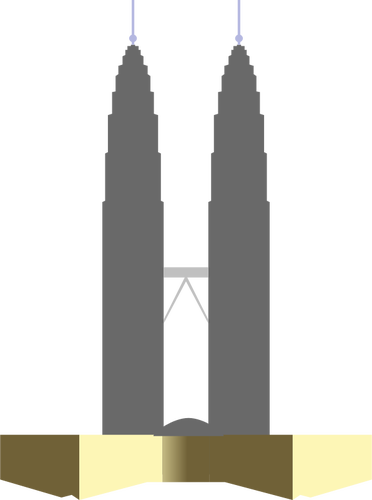 Free Clip Art Building Public Domain - Kl Twin Tower Drawing (372x500)