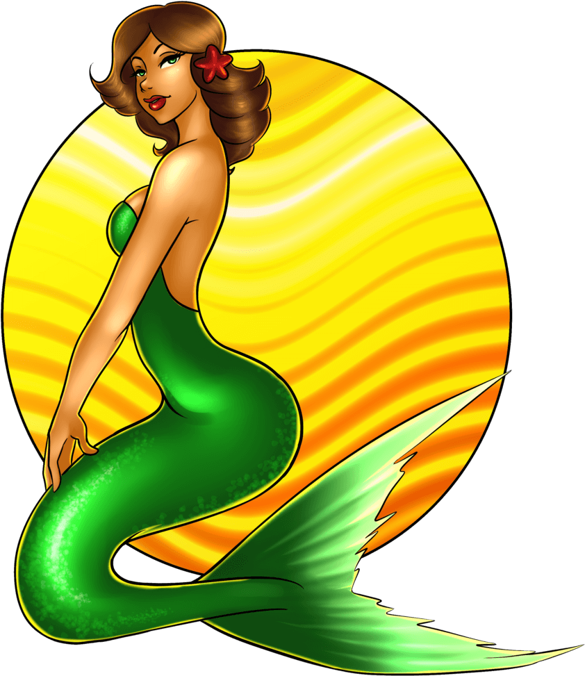 Mermaid Tail Clipart Vintage - Vintage Pin Up Mermaid Art (900x1273)