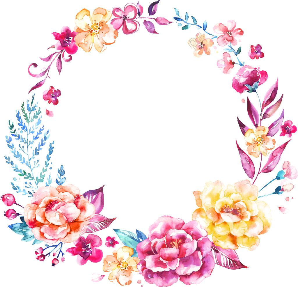 Png Hand Painted Watercolor Flower Free - Watercolor Wreath Flower Png (1024x986)