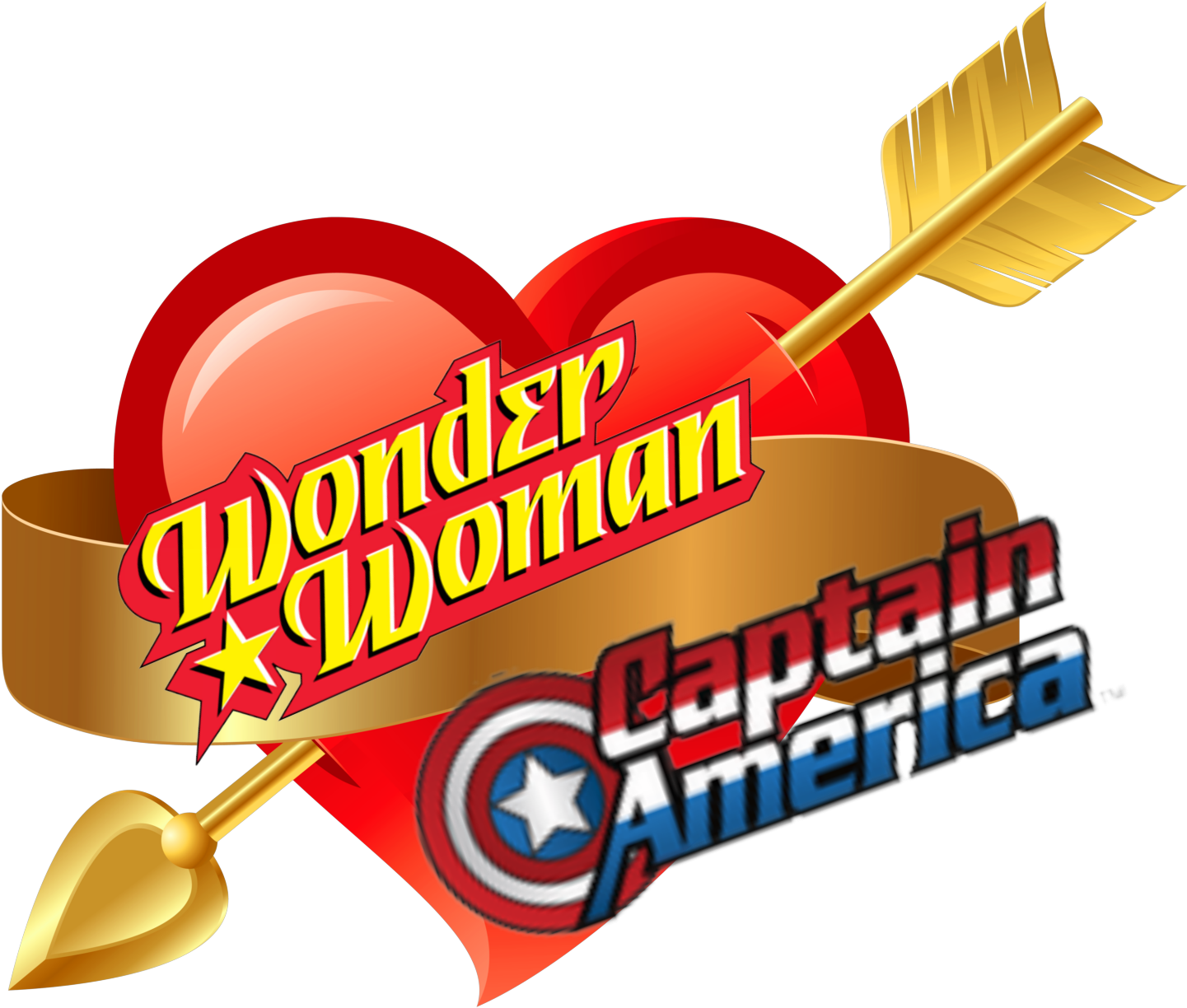 Captain America Clipart Wonder Woman - Heart With Arrow Png (1500x1350)