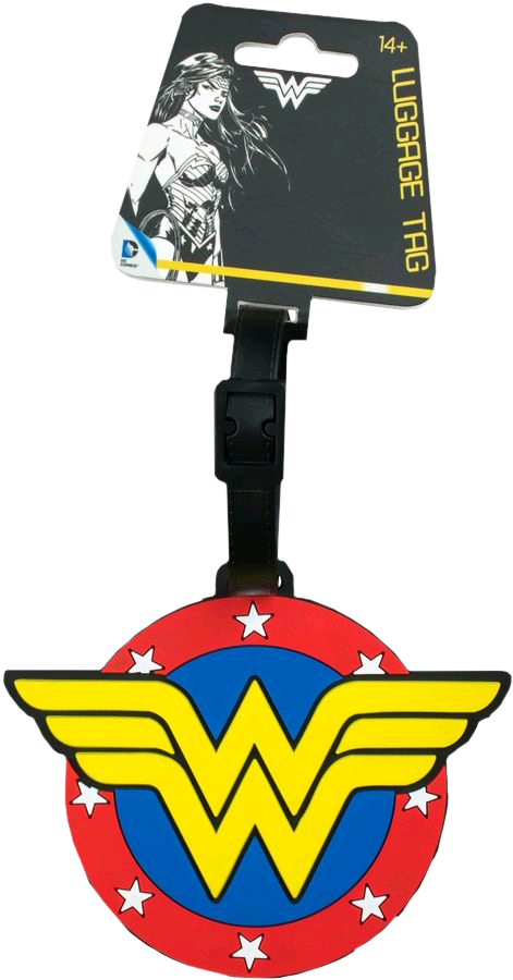 Wonder Woman Logo Luggage Tag - Wonder Woman Metal Sticker (471x900)