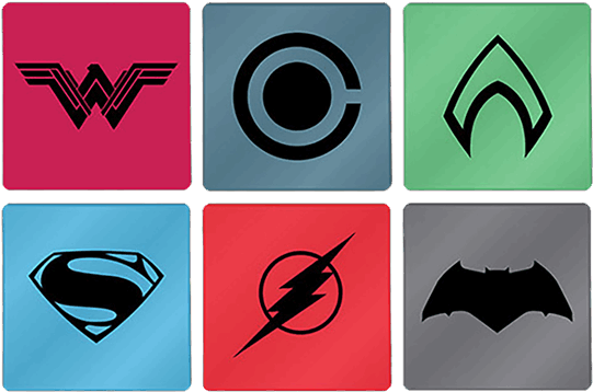 Set Of 6 Justice League Superman Batman Wonder Woman - Superman Logo (600x600)