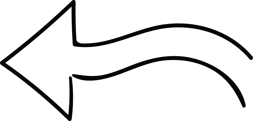 Left Arrow Doodle Line - Line Art (1072x513)