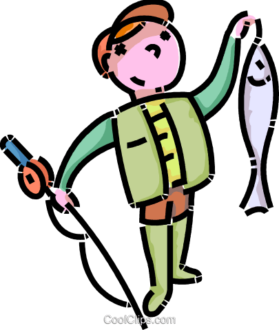 Joven Pescador De Peces Libres De Derechos Ilustraciones - Joven Pescador De Peces Libres De Derechos Ilustraciones (405x480)