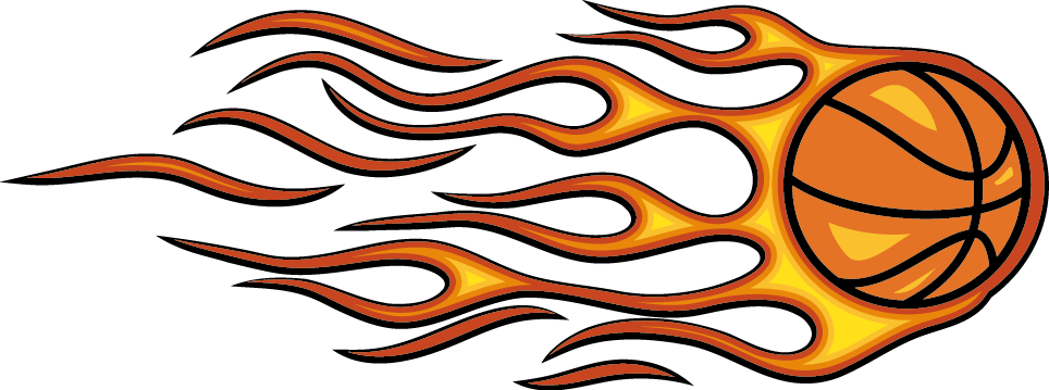 Clip Art Flaming Basketball - Basketball Flames Clip Art (964x359)