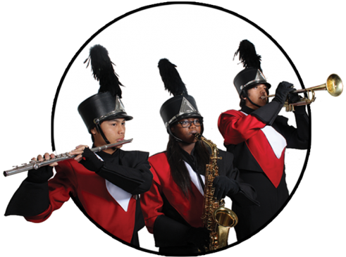 Three Band Students - Marching Band (500x458)