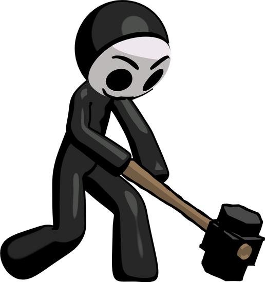 Anarchist Hacker Hitting With Sledgehammer - Cartoon (516x550)