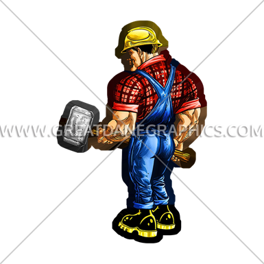 Worker With Sledgehammer - Cartoon (385x385)