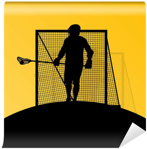 Lacrosse Players Active Men Sports Silhouettes Background - Illustration (400x400)