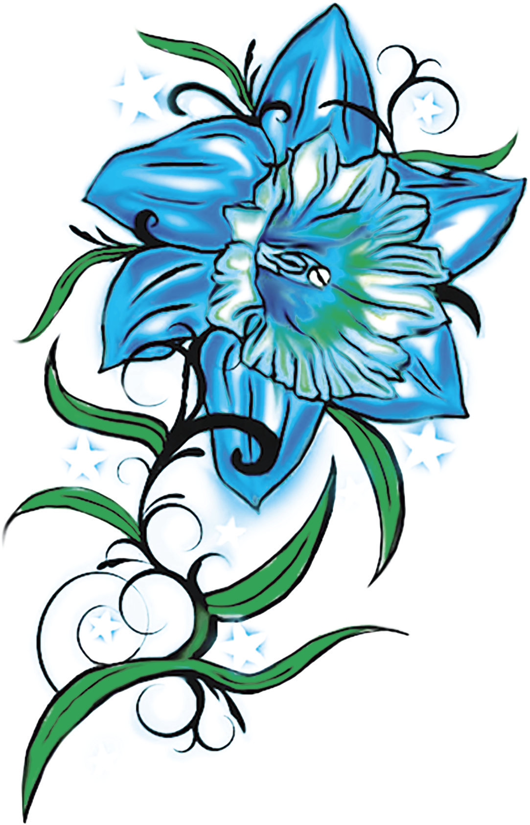 Frog Blue Orch - December Birth Flower Tattoo.