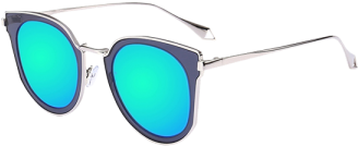 Transparent Gray Mirrored Lens Insert Cat Eye Sunglasses - Electric Blue (360x480)