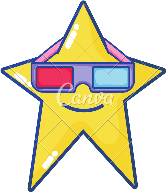 Kawaii Star With 3d Glasses - Kawaii Star With 3d Glasses (800x800)