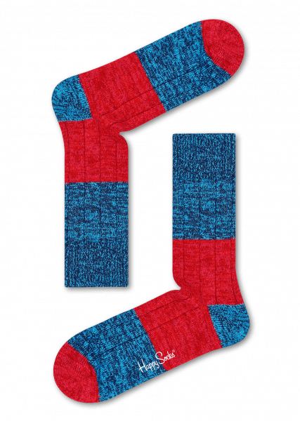 Blue Red Wool Blocked Rib Pattern Happy - Happy Socks Dalahäst (427x600)