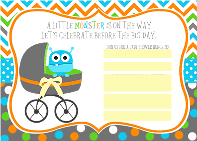 Error Message - Little Monster Baby Shower Invitations (400x400)