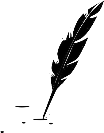Feather Pen Png Black And White - Transparent Background Feather Pen (355x441)