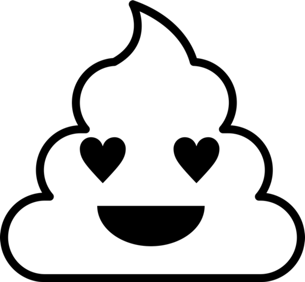 Smiling With Heart Eyes Poop Emoji Rubber Stamp - Emoji Clipart Black And White (600x555)