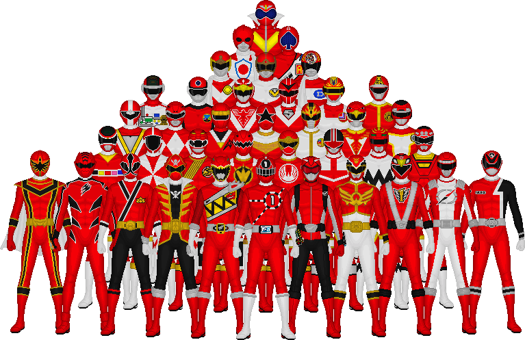 All Of Super Sentai's Reds By Taiko554 Power Rangers - Все Красные Рейнджеры (767x497)