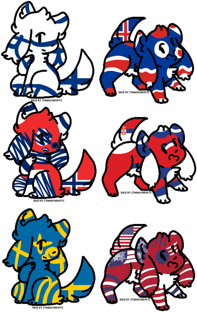 Kd Country Flag Adopts5 [6/6 Open] By Cristaadopt - Cartoon (710x1126)