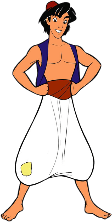 Aladdin Hands In Side - Aladdin And Abu Png (457x942)