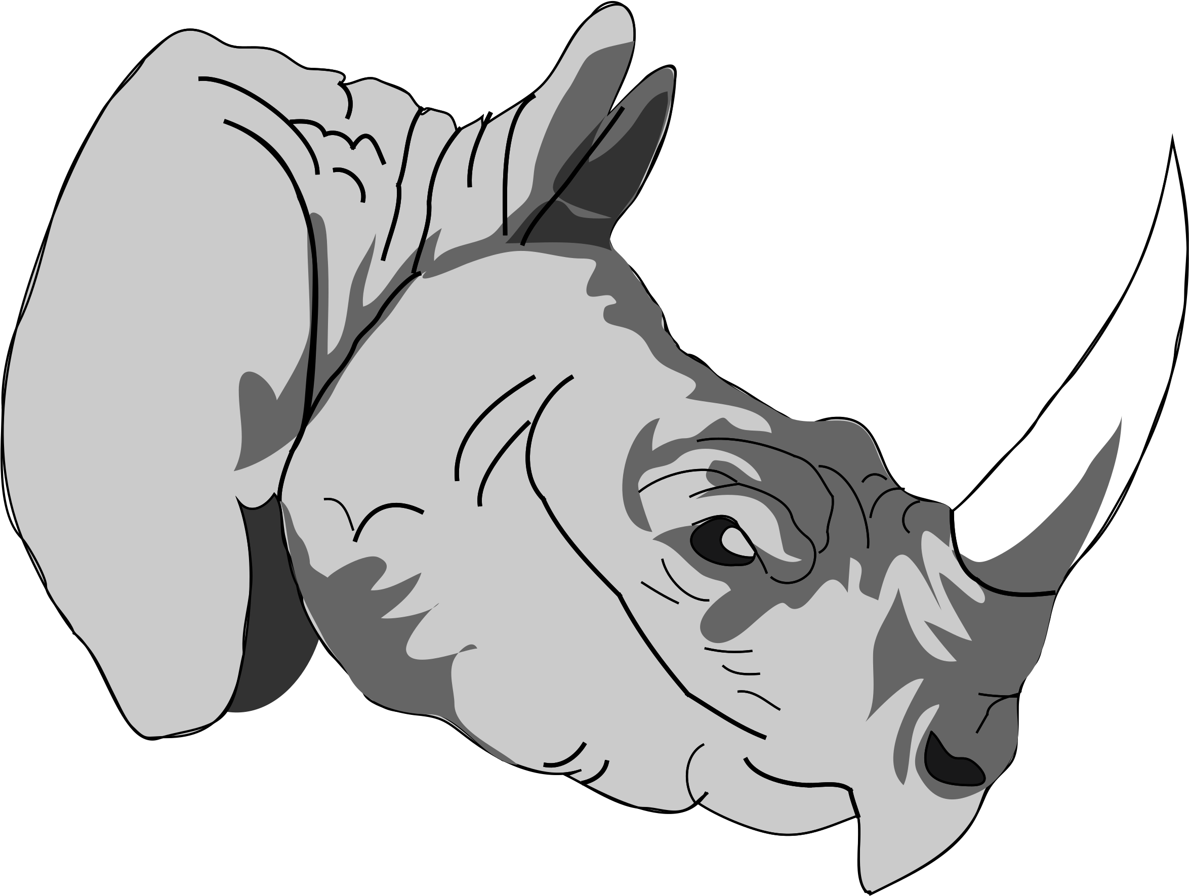 Free Vector Rhinoceros 3d Clip Art - Rhino Horn Clipart Png (2349x1771)