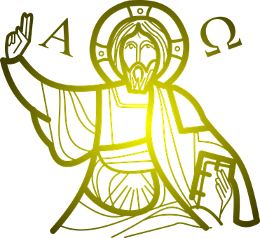 Alpha, Christ, Christian - Jesus Pantocrator Image Png (371x340)