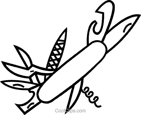 Utility Knife Royalty Free Vector Clip Art Illustration - Line Art (480x392)