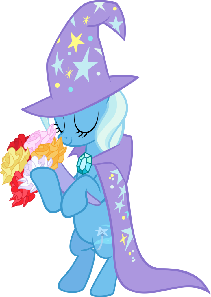 Spaceponies, Bipedal, Bouquet, Cape, Clothes, Eyes - Great And Powerful Trixie Vector (730x1024)
