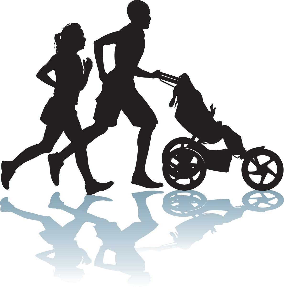 Exercise Silhouette Clip Art At Getdrawings - Running With Stroller Clipart (1188x1203)