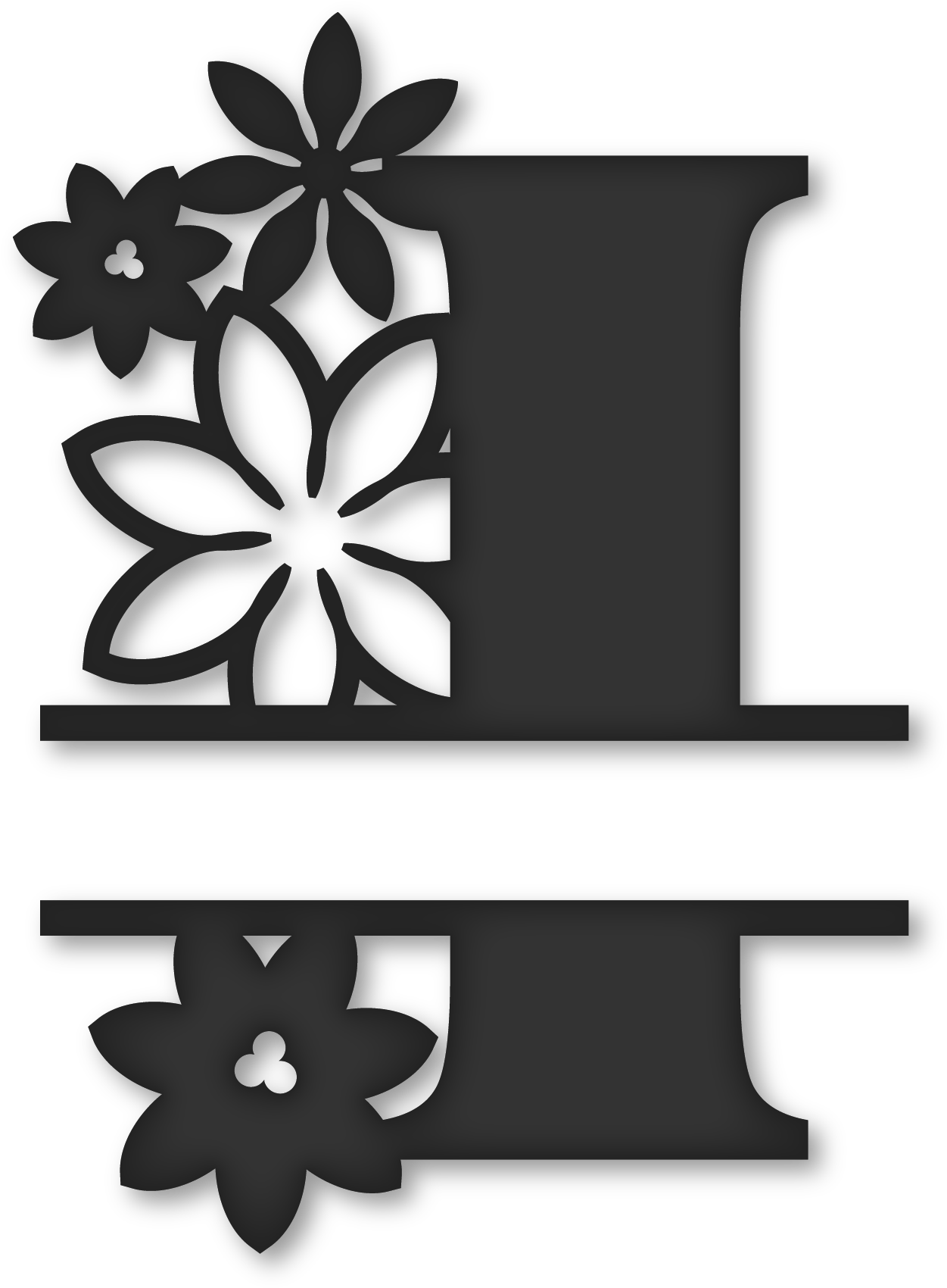 Flower Split Monogram I - Flower Split Monogram I (1274x1729)