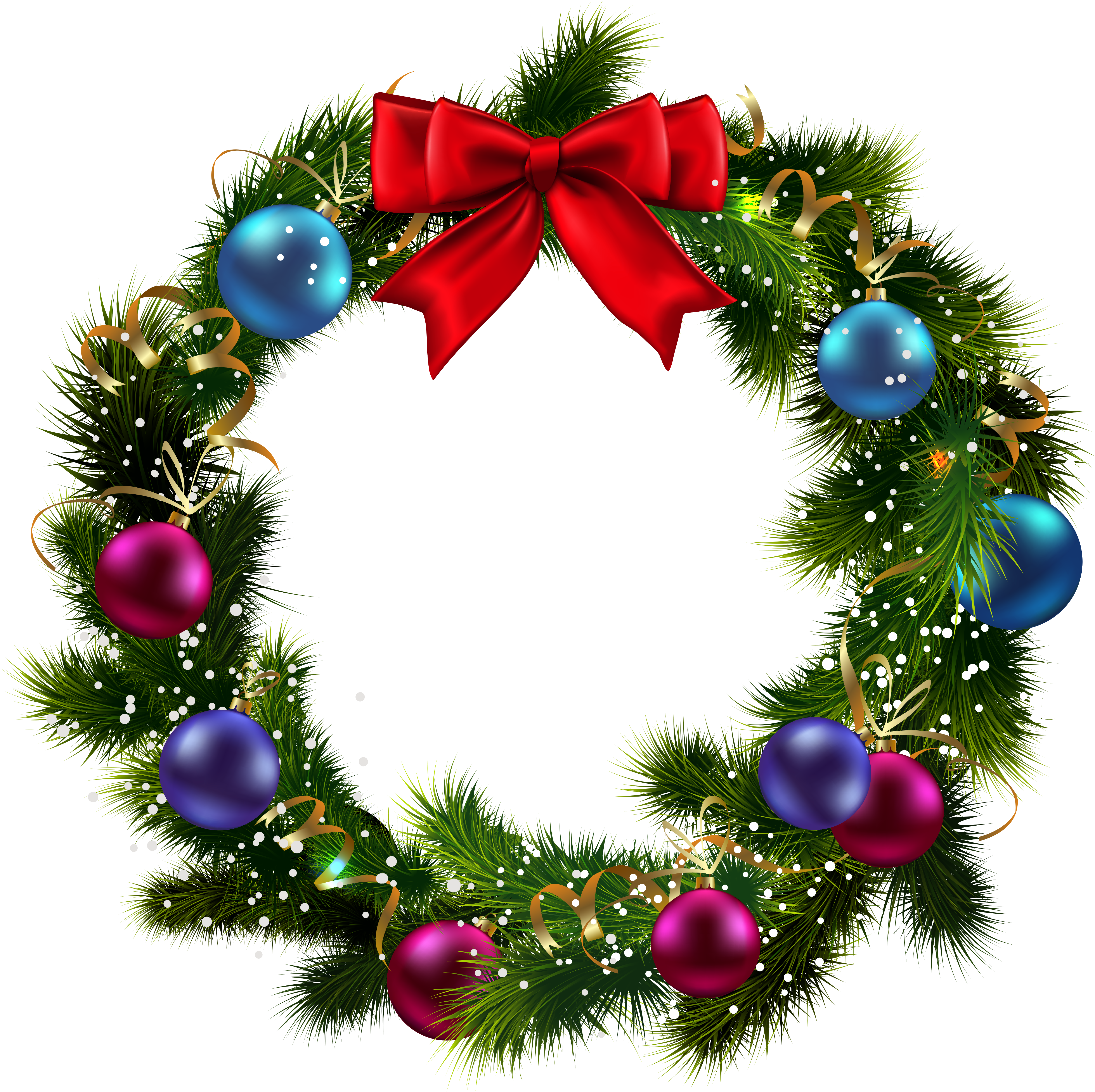 Transparent Christmas Decorated Clipart - Christmas Wreath Clip Art Transparent Background (5083x5120)