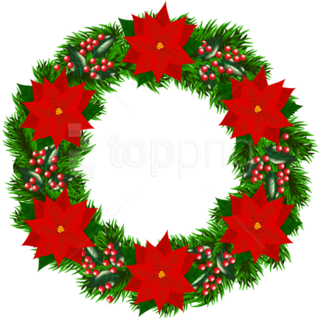 Free Png Christmas Wreath With Poinsettia Png - Christmas Poinsettia Wreath Clipart (480x482)