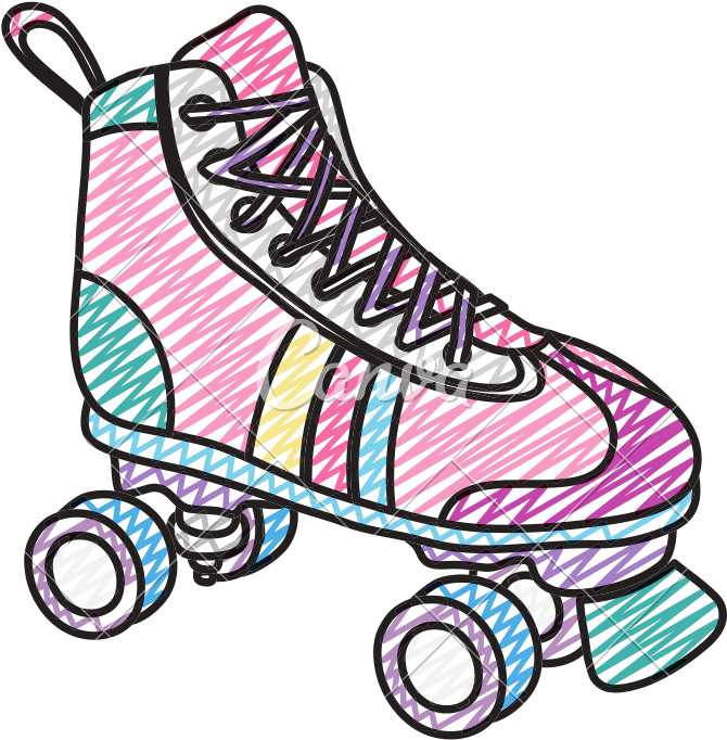 Doodle Roller Skate Style Fun Sport - Roller Skate Vector (800x800)
