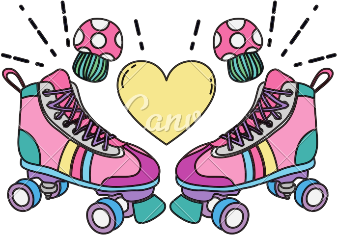 Color Roller Skate Style With Fungus And Heart - Stock Photography (800x800)