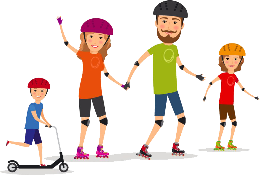 Clipart Family Roller Skating - Family Roller Skating (1190x686)