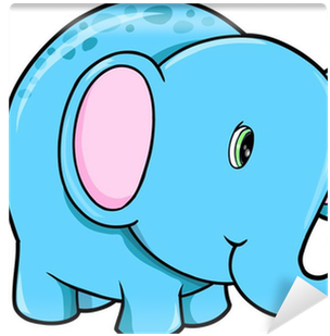 Cute Happy Elephant Animal Vector Illustration Wall - Girl Elephant Cartoon (400x400)