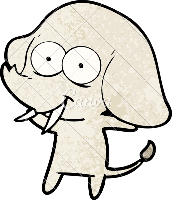 Happy Cartoon Elephant - Cartoon (689x800)