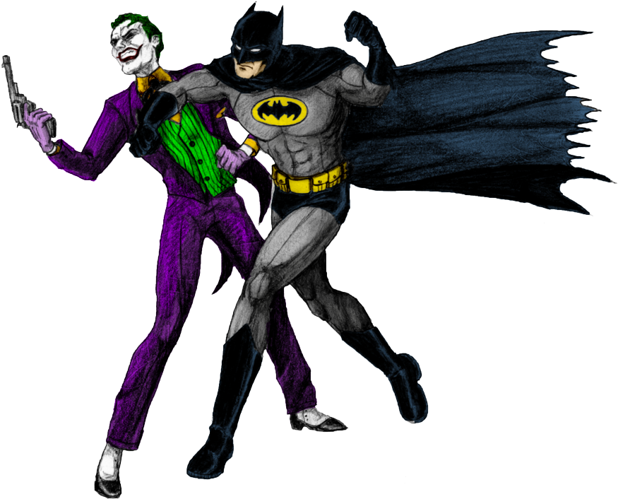 Joker Clipart Halloween - Joker And Batman Png (900x758)