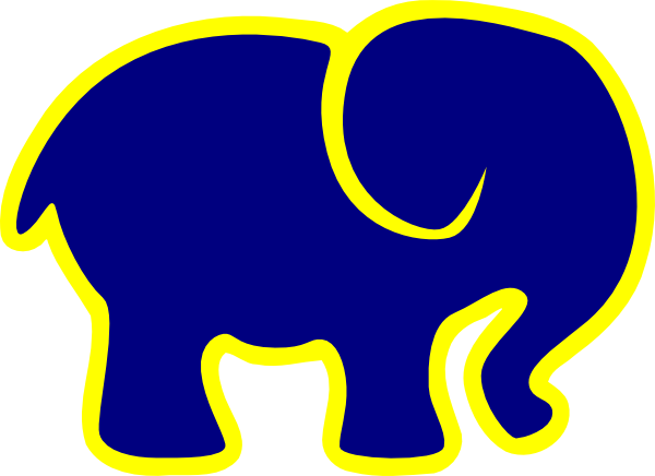 Blue And Yellow Elephant Clip Art At Clker - Elephant Silhouette Clip Art (600x436)