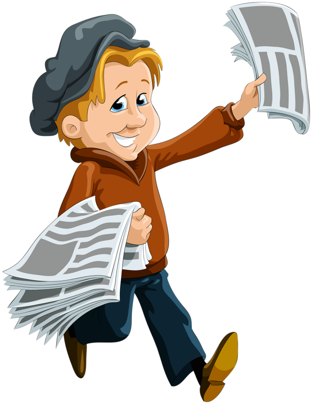 Газет Png Clip Art Scrapbook And Album - Newspaper Delivery Boy Png (619x800)
