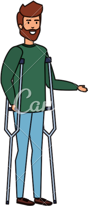 Man With Crutches Character - Cartoon (800x800)